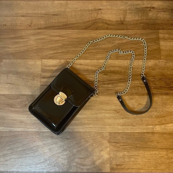 Patent Leather Small Bag with Chain Strap - Picture 1 of 4